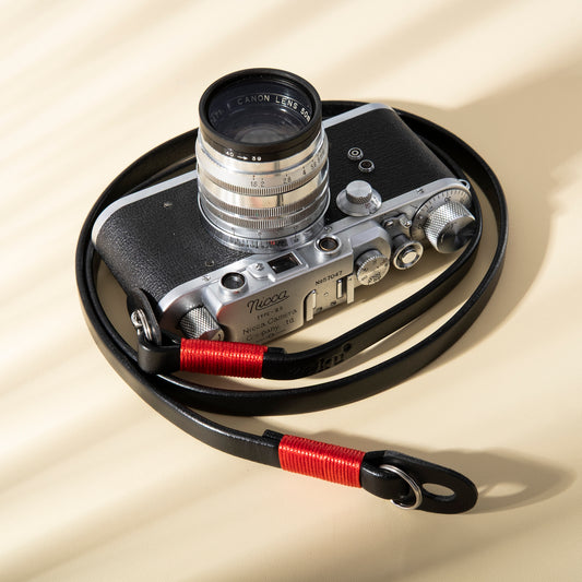 Raw Vintage Leather Cowhide Camera Strap Black