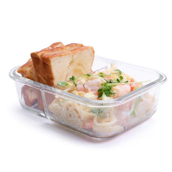 Glass Meal Prep Containers 2 Compartments with Locking Lids Glass