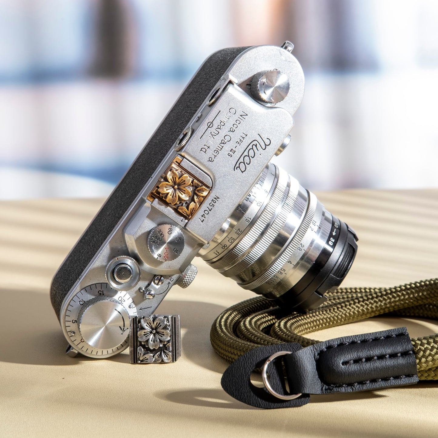 Cherry Blossom Embossed Camera Hot Shoe Cover Silver