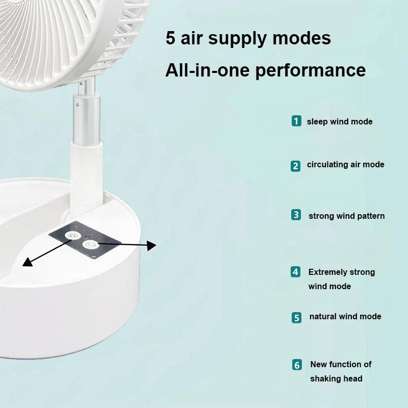 帶遙控的搖頭風扇，7200mAh 可充電電池供電旅行風扇，適合露營，5 速，定時器，高度調節便攜式折疊風扇，適合旅行、戶外、家用