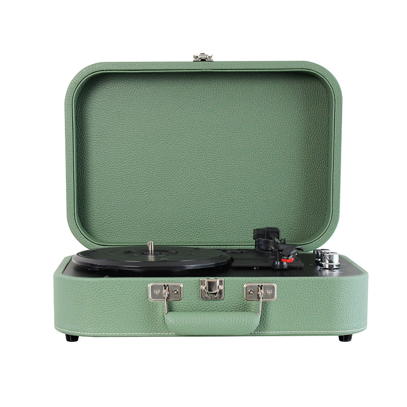 Vinyl PU Leather Record Player Bluetooth Vintage 3-Speed Portable Suitcase Turntables with Built-in Speakers - starcopia design store
