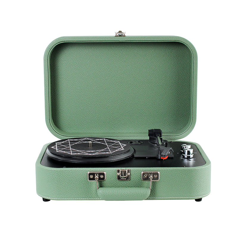 Vinyl PU Leather Record Player Bluetooth Vintage 3-Speed Portable Suitcase Turntables with Built-in Speakers - starcopia design store