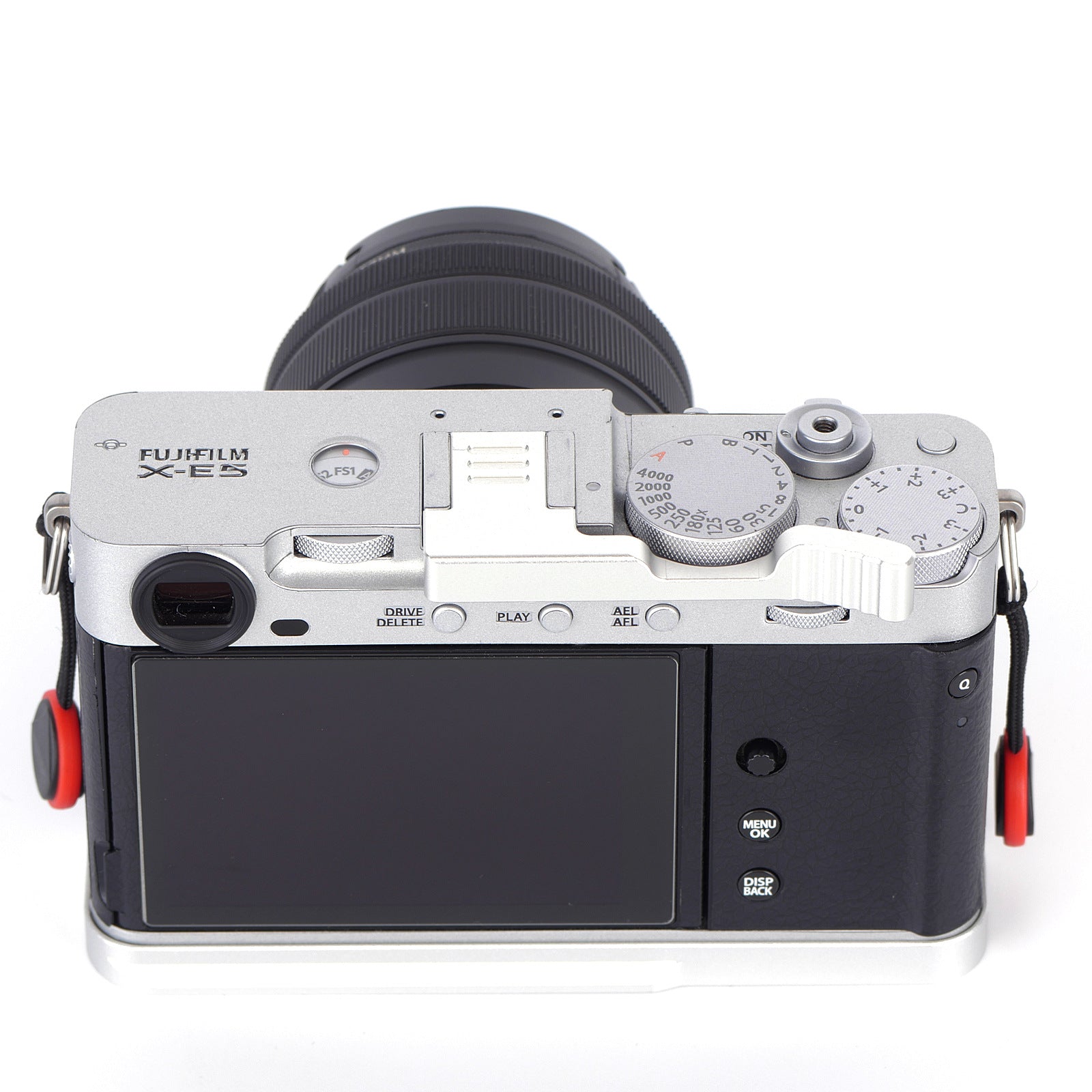 Fujifilm X-E5 camera on a white background