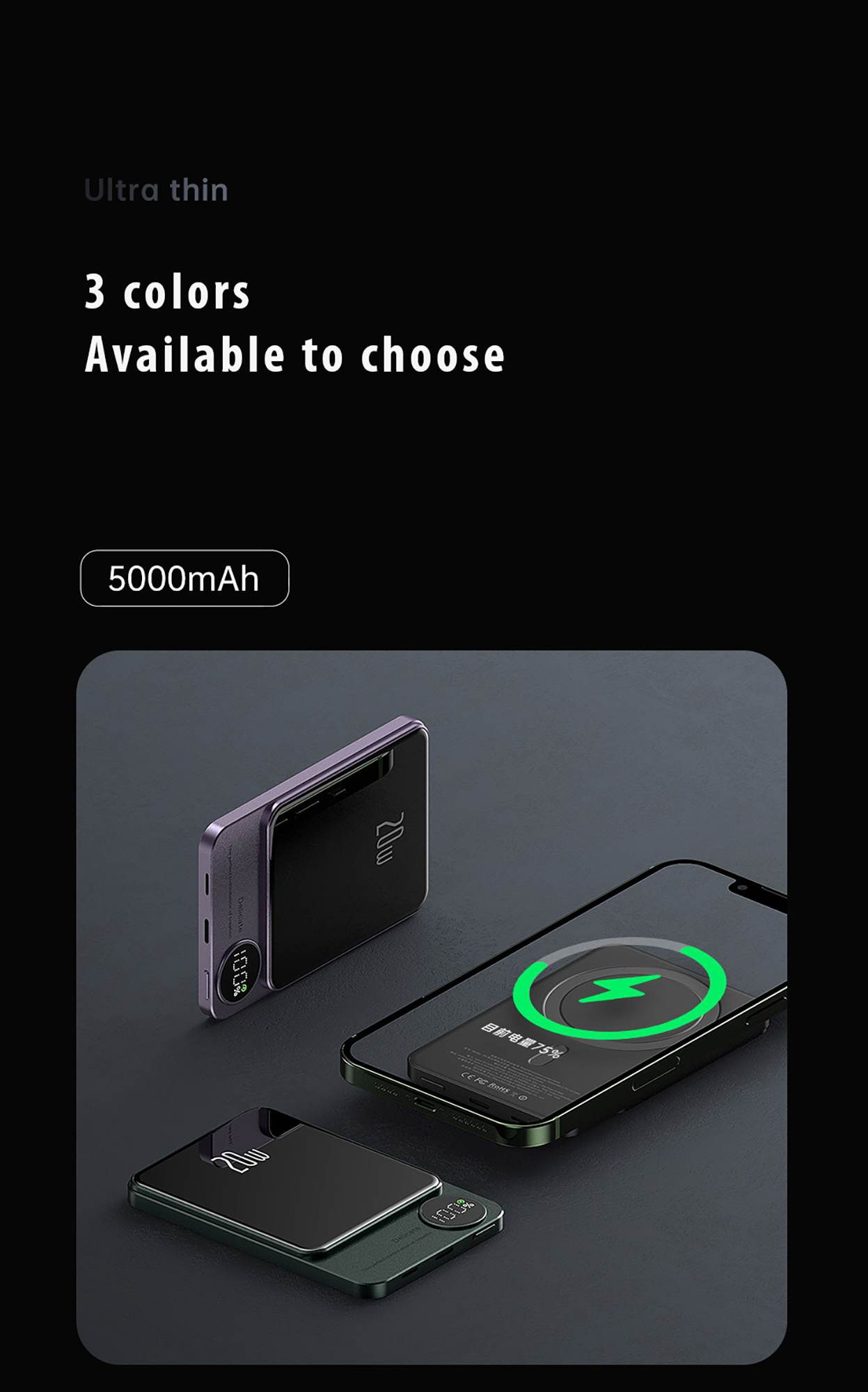 Portable 20W PD Magnetic Wireless Power Bank with MagSafe Charger