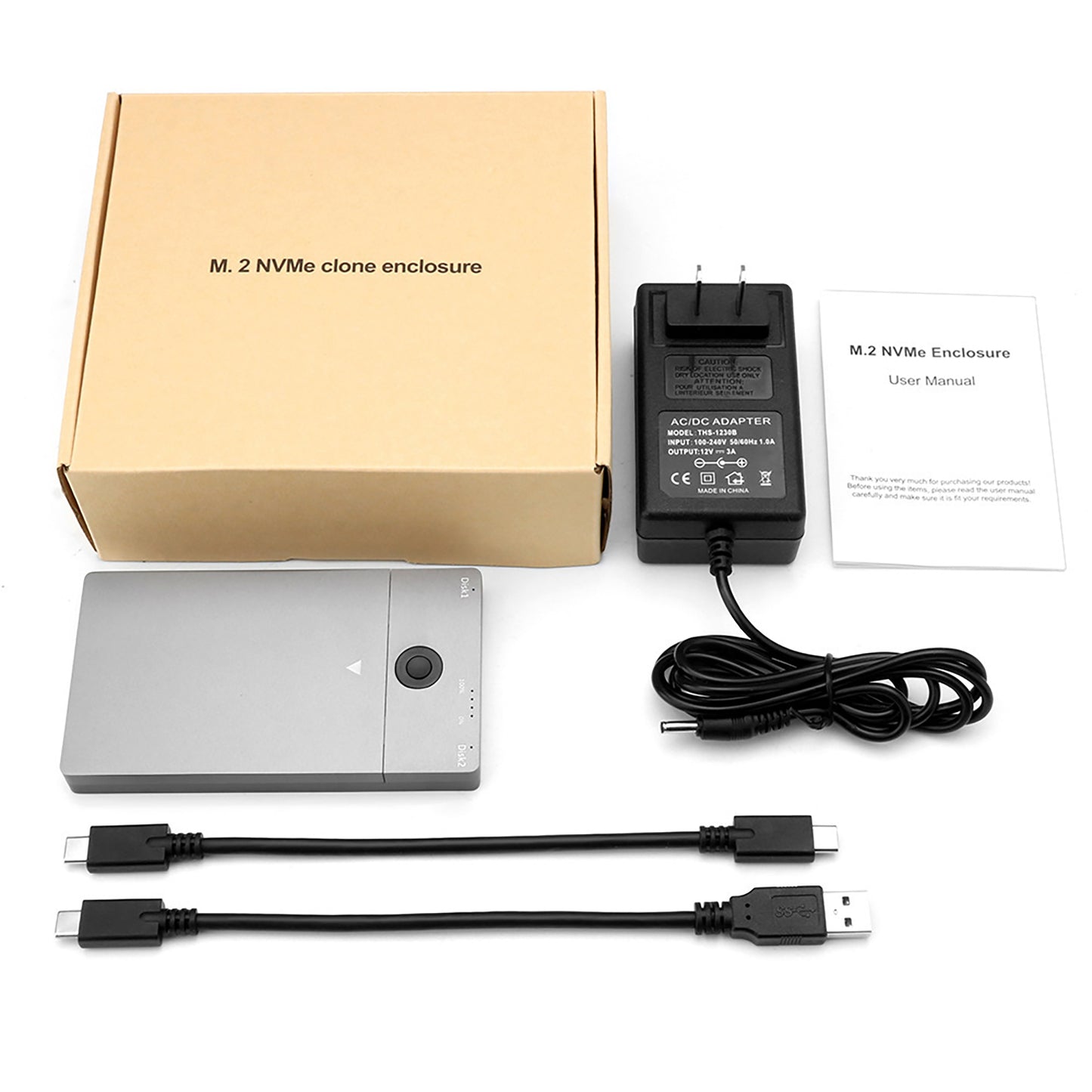 NVMe M.2 雙盤位離線克隆硬碟盒