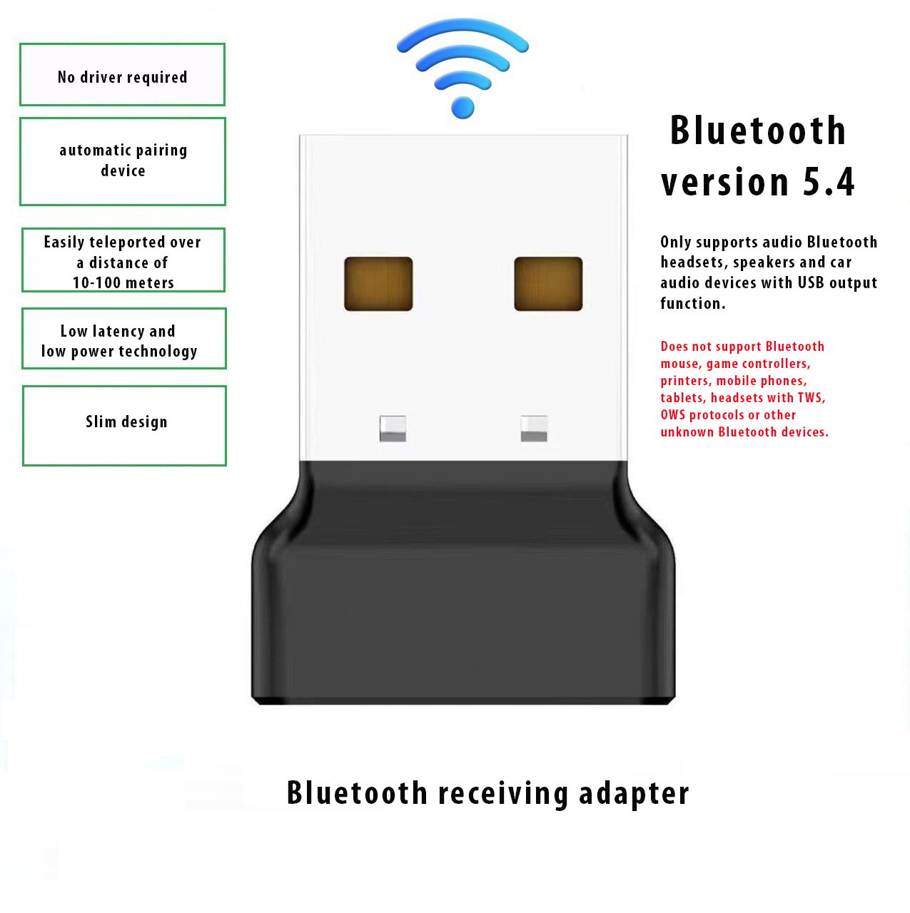 USB Bluetooth 5.4 Audio Receiver Adapter
