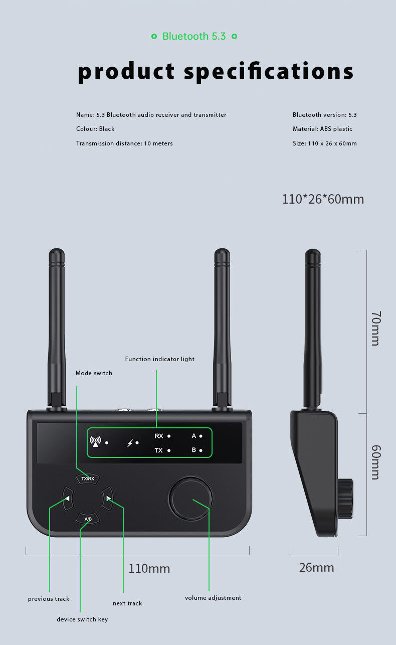 Fabufabu 2-in-1 Bluetooth 5.3 Audio Transmitter Receiver Adapter - starcopia design store