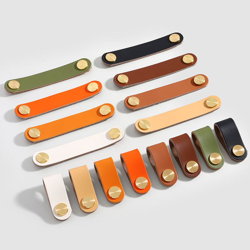brass leather door handle - starcopia design store