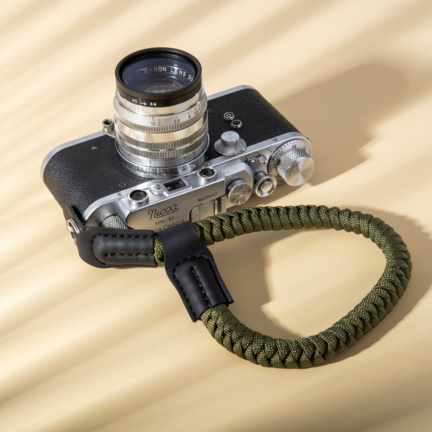 可調式快速釋放尼龍相機手腕帶 綠色