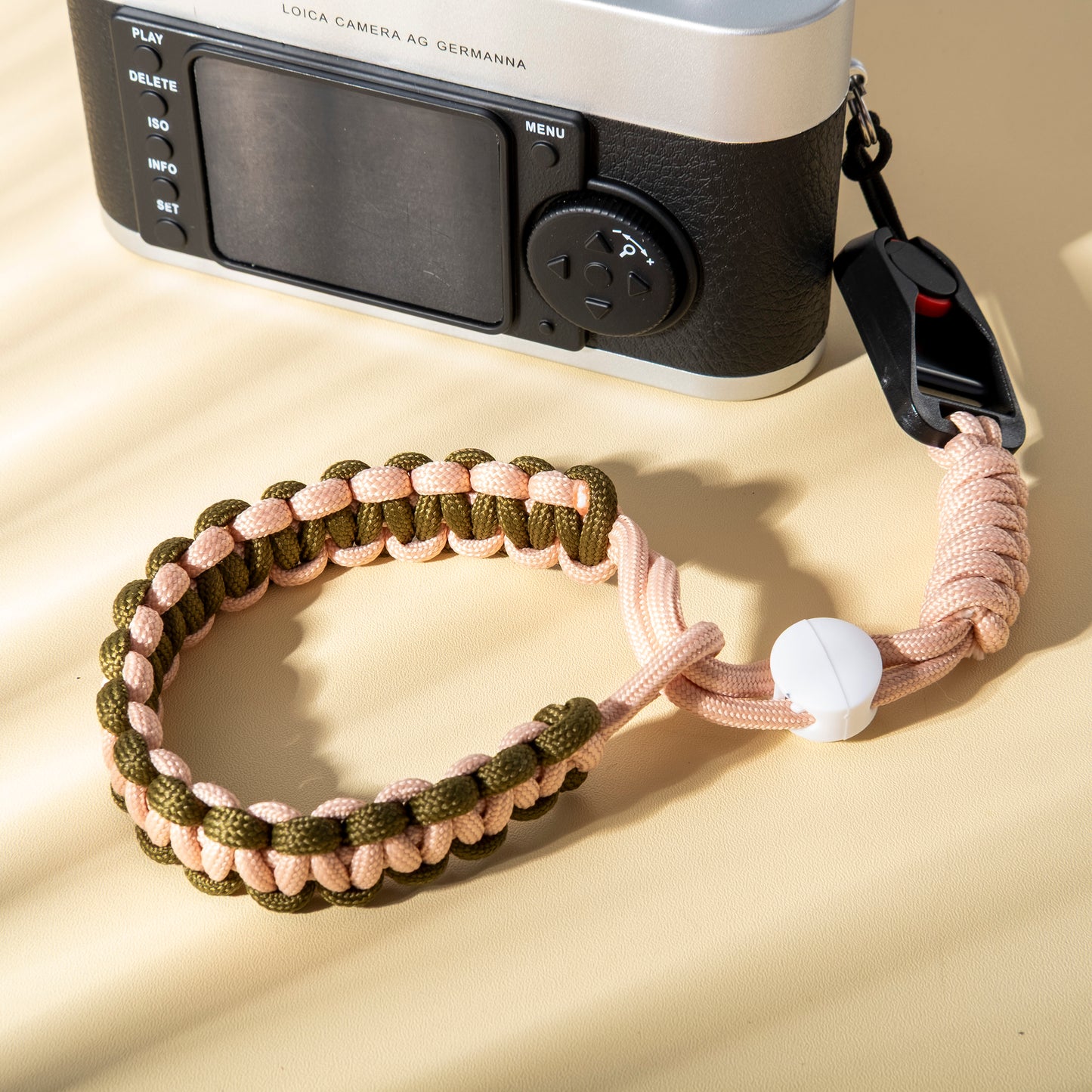 Hand-woven nylon camera Wrist Strap Dark Green Khaki