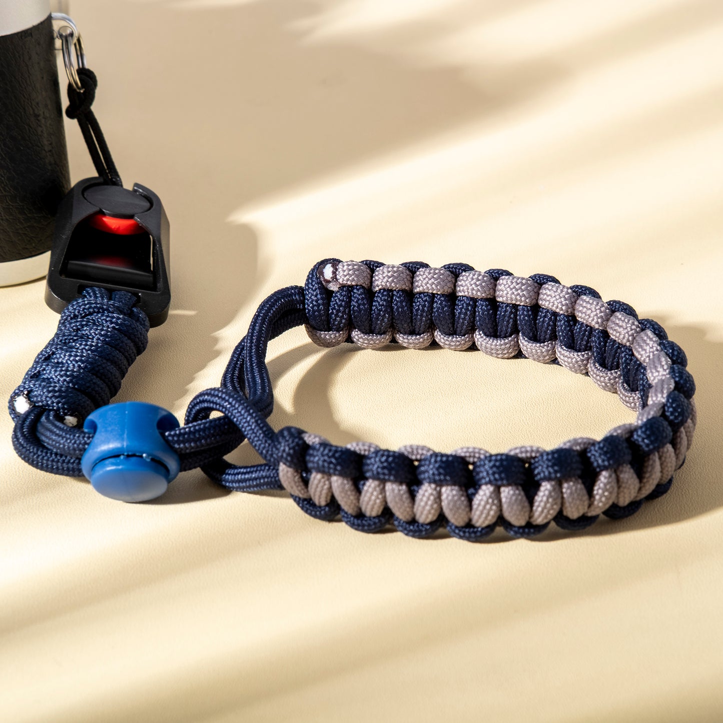 Hand-woven nylon camera Wrist Strap Gray Dark Blue