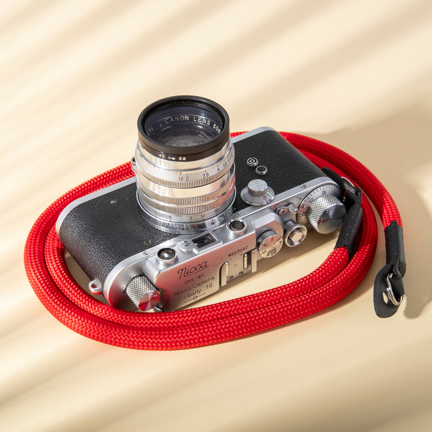 Classic Nylon Round Camera Strap Red