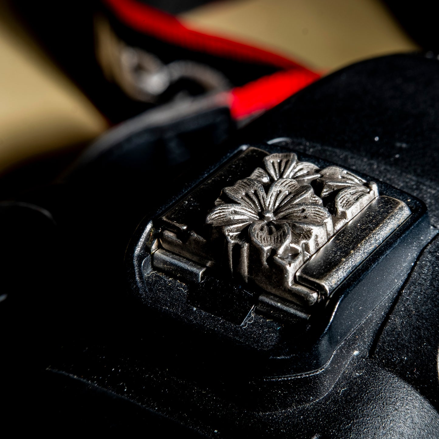 Cherry Blossom Embossed Camera Hot Shoe Cover Silver