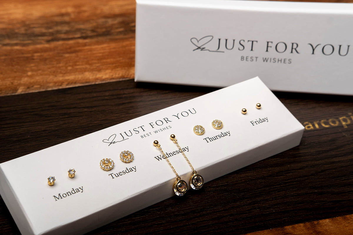 Fabufabu zirconium diamond S925 sterling silver earrings 1 box of 5 pairs - starcopia design store