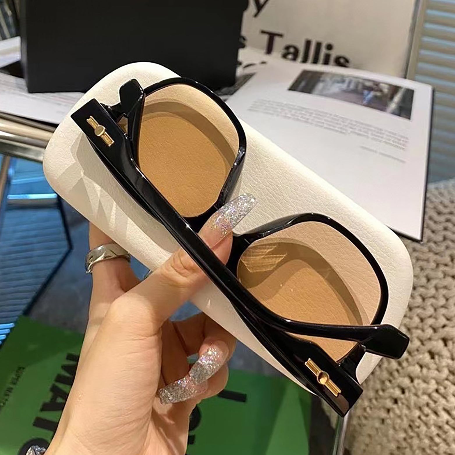 Japanese and Korean style cat eye brown sunglasses - starcopia design store