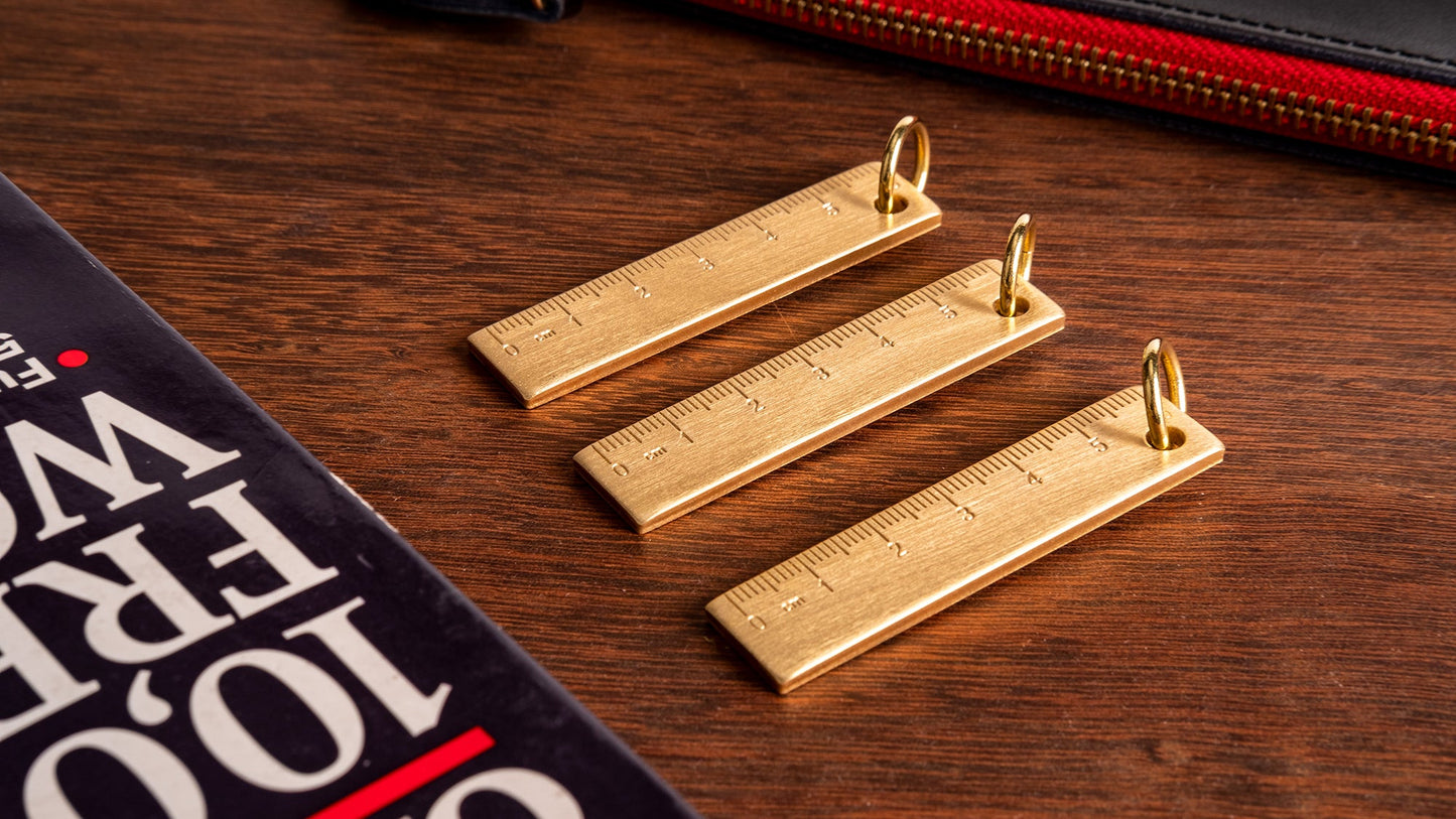 Pure Brass Small Copper Ruler Keychain - starcopia design store