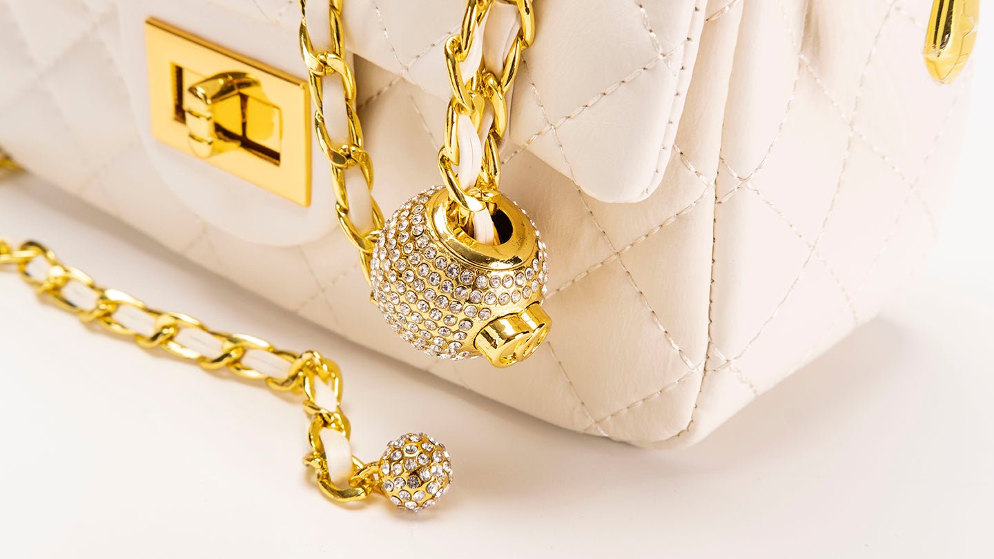 starcopia x FU Cowhide leather gold ball and gold chain handbag - starcopia design store